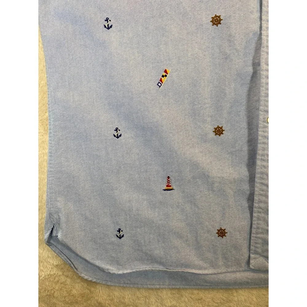 Polo Ralph Lauren Nautical Embroidery SZ XXL Button Up Shirt 100% Cotton